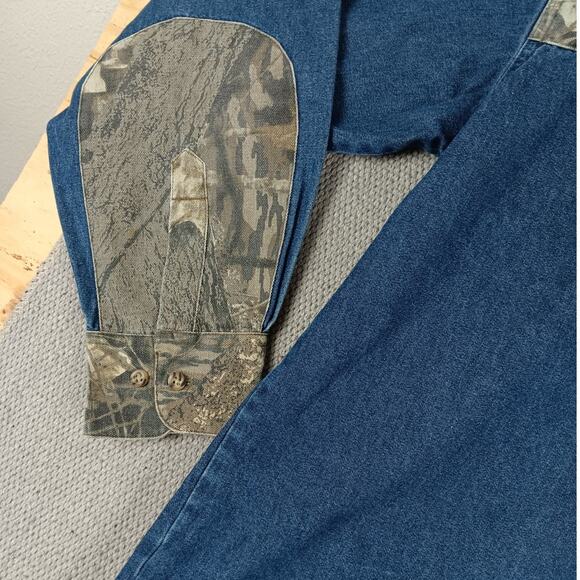 Game Winner Vintage Denim Shooting Shirt Mens XL Blue Camo Hunting Shooting - Picture 4 of 12